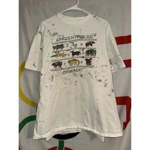 Vintage Lincoln Park Zoo T Shirt 2XL Hanes 90s Hanes Painter Distressed Chicago